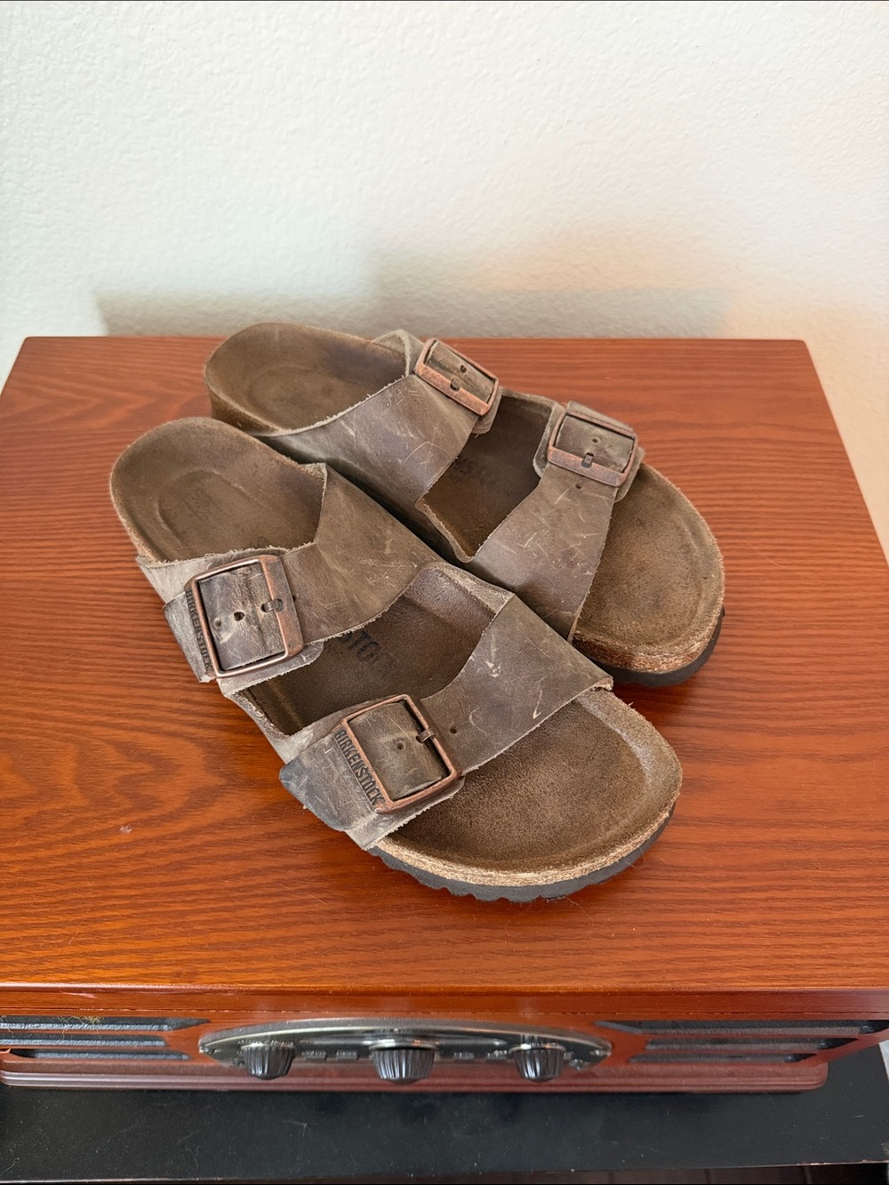 Birkenstock Brown Two-Strap Buckle Sandals